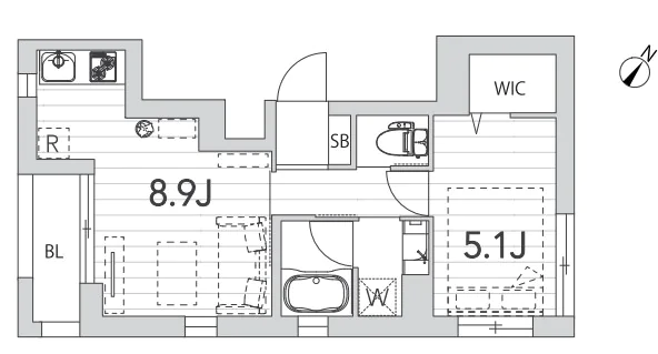 Granduo小石川Ⅱ 3階 1LDKの間取り