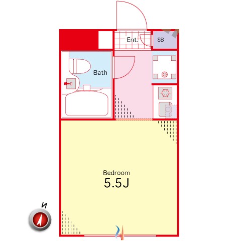 リバーサイド江戸川橋 3階 1Rの間取り