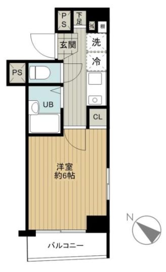 スカイコート文京根津 3階 1Kの間取り