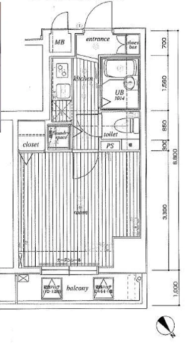 ミリオンプラザお茶の水 4階 1Kの間取り