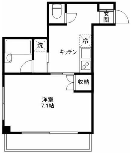 ベルフォレスト 2階 1Kの間取り