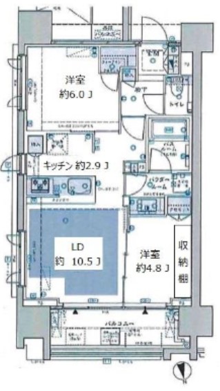 セントラルレジデンス御茶ノ水ヒルトップ 5階 2LDKの間取り