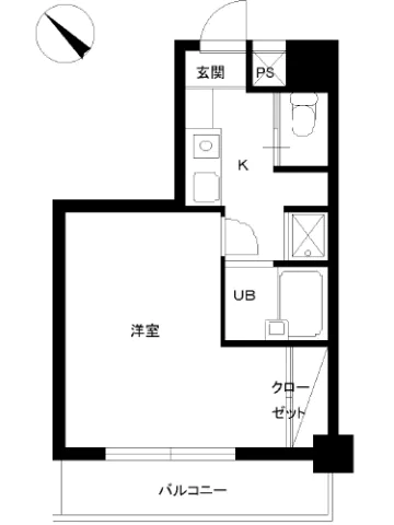 スカイコート文京白山 4階 1Kの間取り