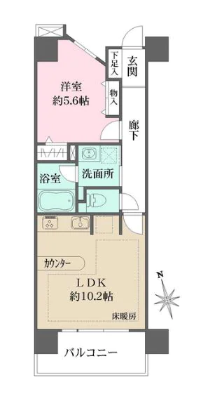 ライオンズシティ御茶ノ水 6階 1LDKの間取り