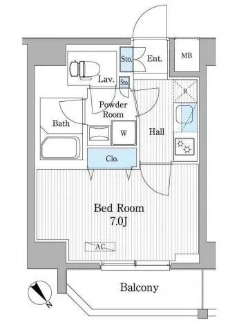 【築浅】パティオスクエア御茶ノ水 4階 1Kの間取り