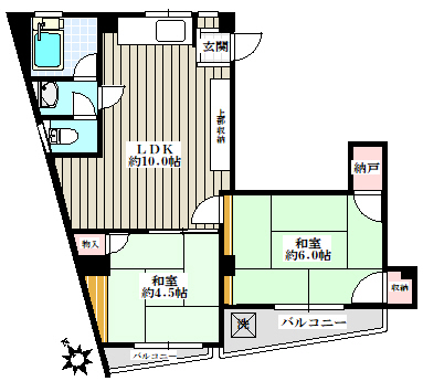 第５文成パレス 5階 2LDKの間取り