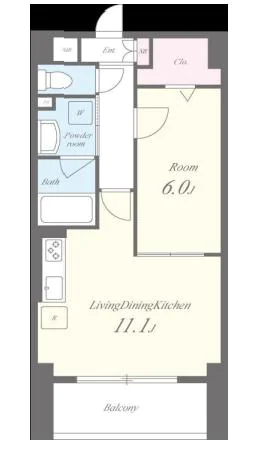 福信館 9階 1LDKの間取り