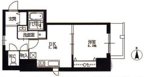 東林ビル 8階 1DKの間取り