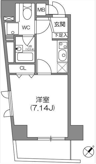 ジョイシティ小石川 2階 1Kの間取り