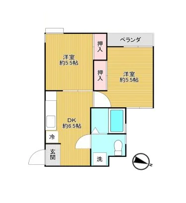 奈良コーポ 2階 2DKの間取り