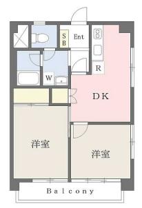 ユーコート白山 5階 2DKの間取り