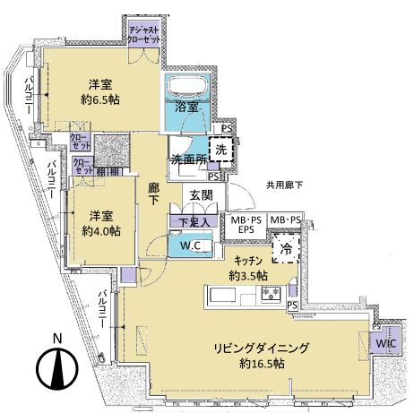 【築浅】インプレスト文京東大前 15階 2LDKの間取り