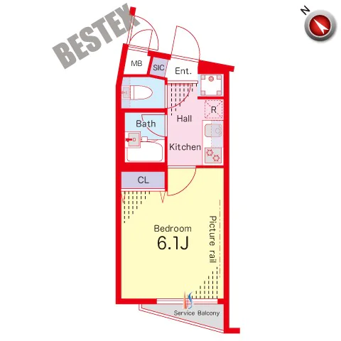 ユナイテッドグロー文京白山 4階 1Kの間取り