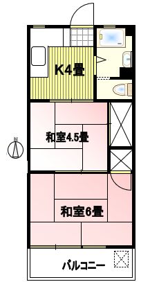 目白台コーポ 5階 2Kの間取り