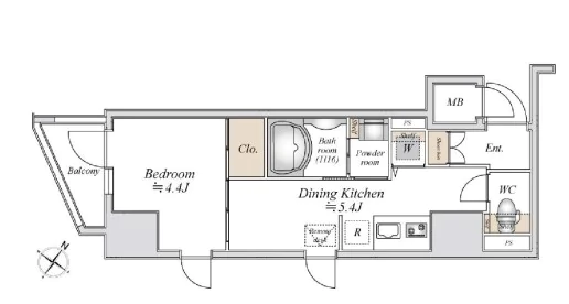 ミリアレジデンス茗荷谷（旧ＬｉｖｅＣａｓａ茗荷谷） 4階 1DKの間取り