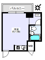 チサンマンション文京千石 2階 1Rの間取り
