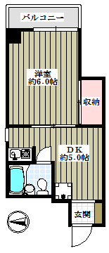 扇屋ビル 7階 1Rの間取り