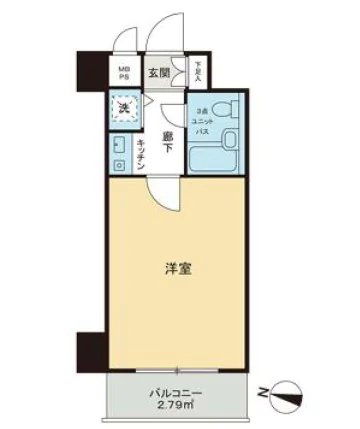 ライオンズマンション音羽 4階 1Kの間取り