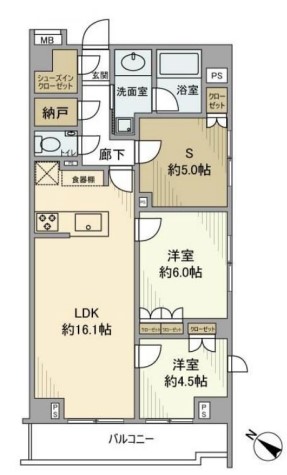 オープンレジデンシア谷中 3階 2SLDKの間取り