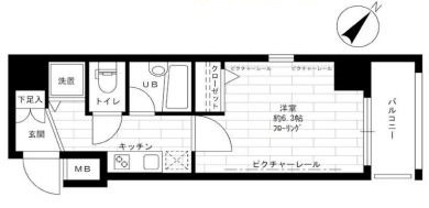 ステージファースト巣鴨 3階 1Kの間取り