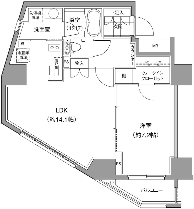 JP noie 小石川富坂(旧小石川富坂レジデンス) 8階 1LDKの間取り