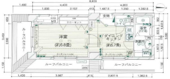ＯＬＩＯ湯島【オリオ湯島】 8階 1DKの間取り