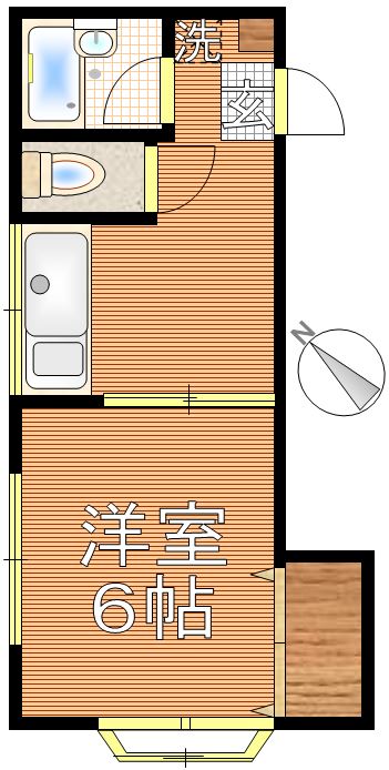 メゾン楢 2階 1Kの間取り