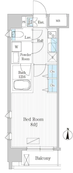 UPPER FIELD WOOD 3階 1Kの間取り