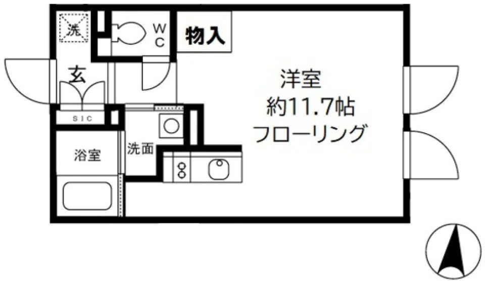 ALERO白山Ⅱ 4階 1Rの間取り