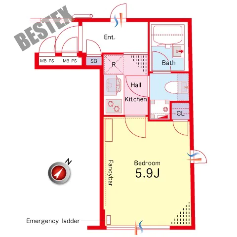ユナイテッドグロー文京白山 4階 1Kの間取り