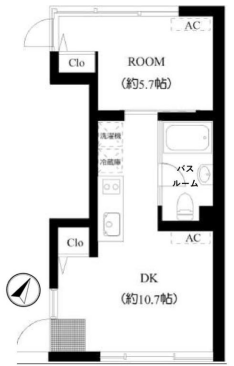 【築浅】向丘旬創館 2階 1DKの間取り