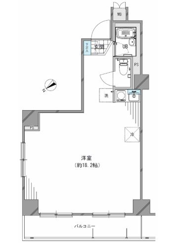 エストレーヴ文京神楽坂 2階 1Rの間取り