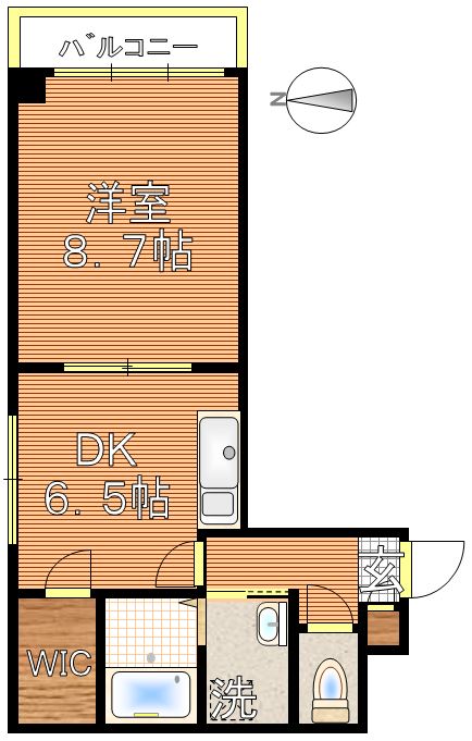 ヴェリテ有賀 2階 1DKの間取り