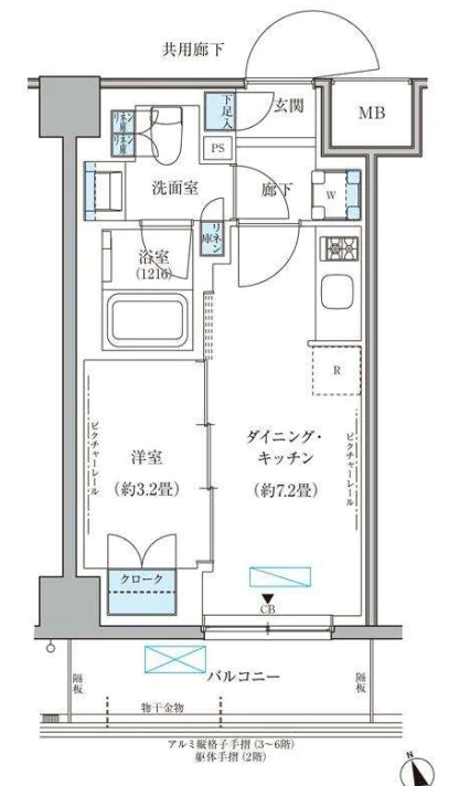 パークアクシス文京本郷 3階 1DKの間取り