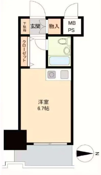 パレ・ドール文京メトロプラザⅠ 3階 1Kの間取り