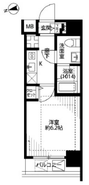 プレール・ドゥーク池袋 4階 1Kの間取り