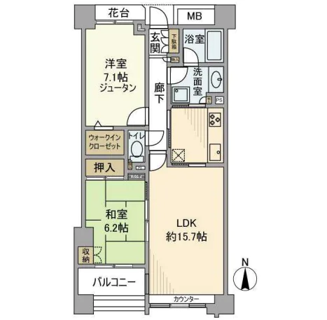 本郷真砂パークハウス壱番館 9階 2LDKの間取り