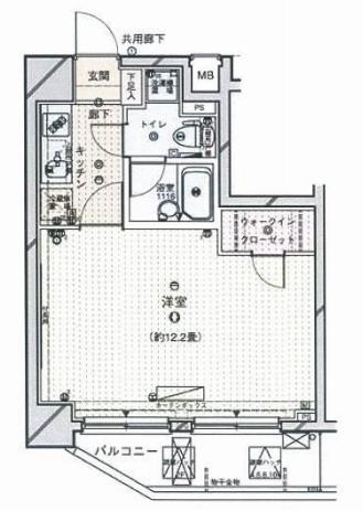 サンスタレ西浅草 5階 1Kの間取り