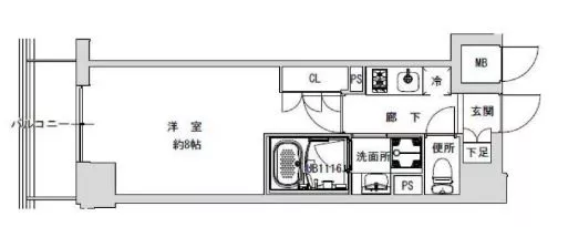 プライマル千石（旧ハイライフ文京千石） 3階 1Kの間取り