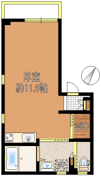 【築浅】カーサ動坂 3階 1Rの間取り