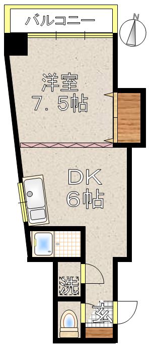 サンライト近江 5階 1DKの間取り