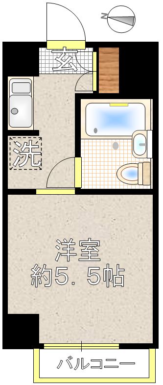 メゾンコモド小石川 6階 1Kの間取り