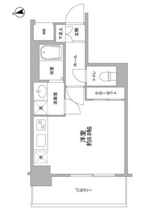 コンフォリア東池袋 6階 1Kの間取り