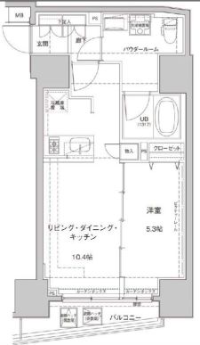 ジェノヴィア東大前グリーンヴェール 8階 1LDKの間取り
