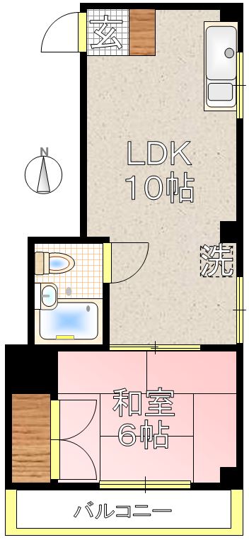 片桐ビル 3階 1DKの間取り