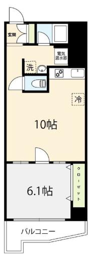 ニューハイツ湯島 7階 1LDKの間取り