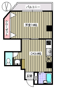 【ペット可】ル・カルフール 3階 1DKの間取り