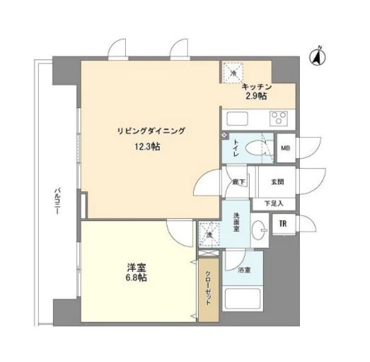 カーサグランデ本郷 5階 1LDKの間取り