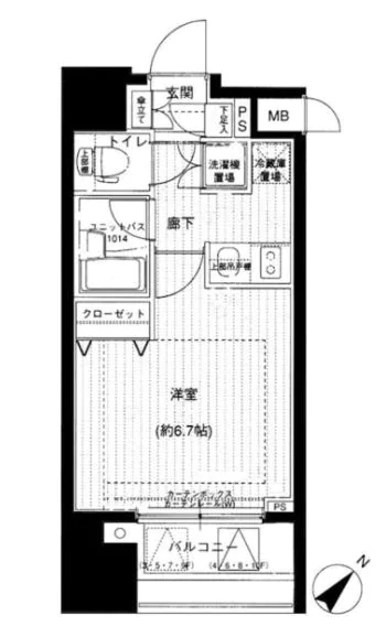 メインステージ文京春日 9階 1Kの間取り