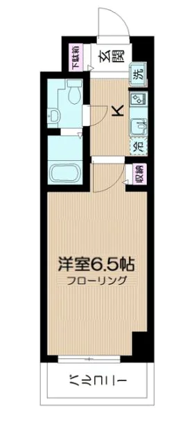 シャイン小石川 5階 1Kの間取り